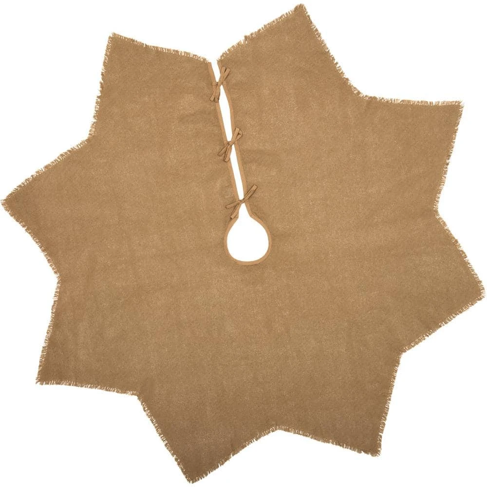 48 In. Burlap Natural Tan Farmhouse Christmas Decor Tree Skirt 3 48 In. Burlap Natural Tan Farmhouse Christmas Decor Tree Skirt