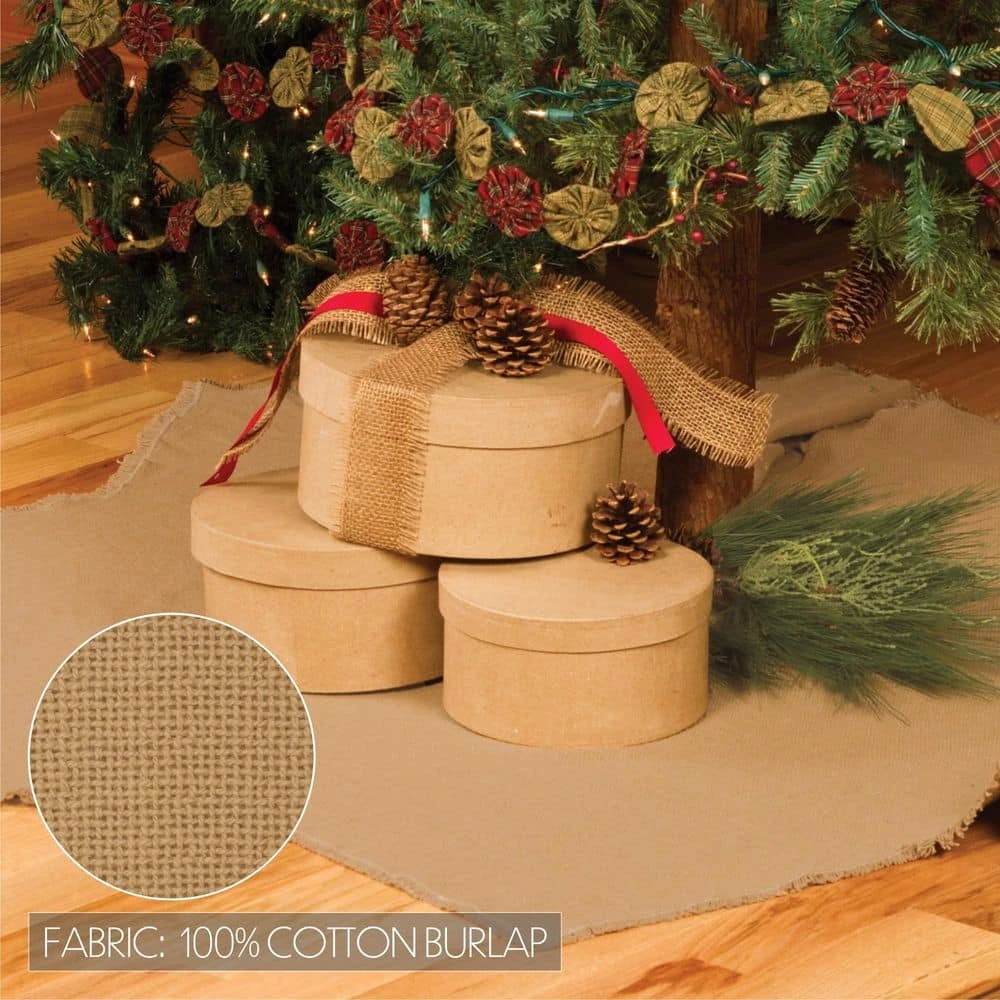48 In. Burlap Natural Tan Farmhouse Christmas Decor Tree Skirt 9 48 In. Burlap Natural Tan Farmhouse Christmas Decor Tree Skirt - Image 7