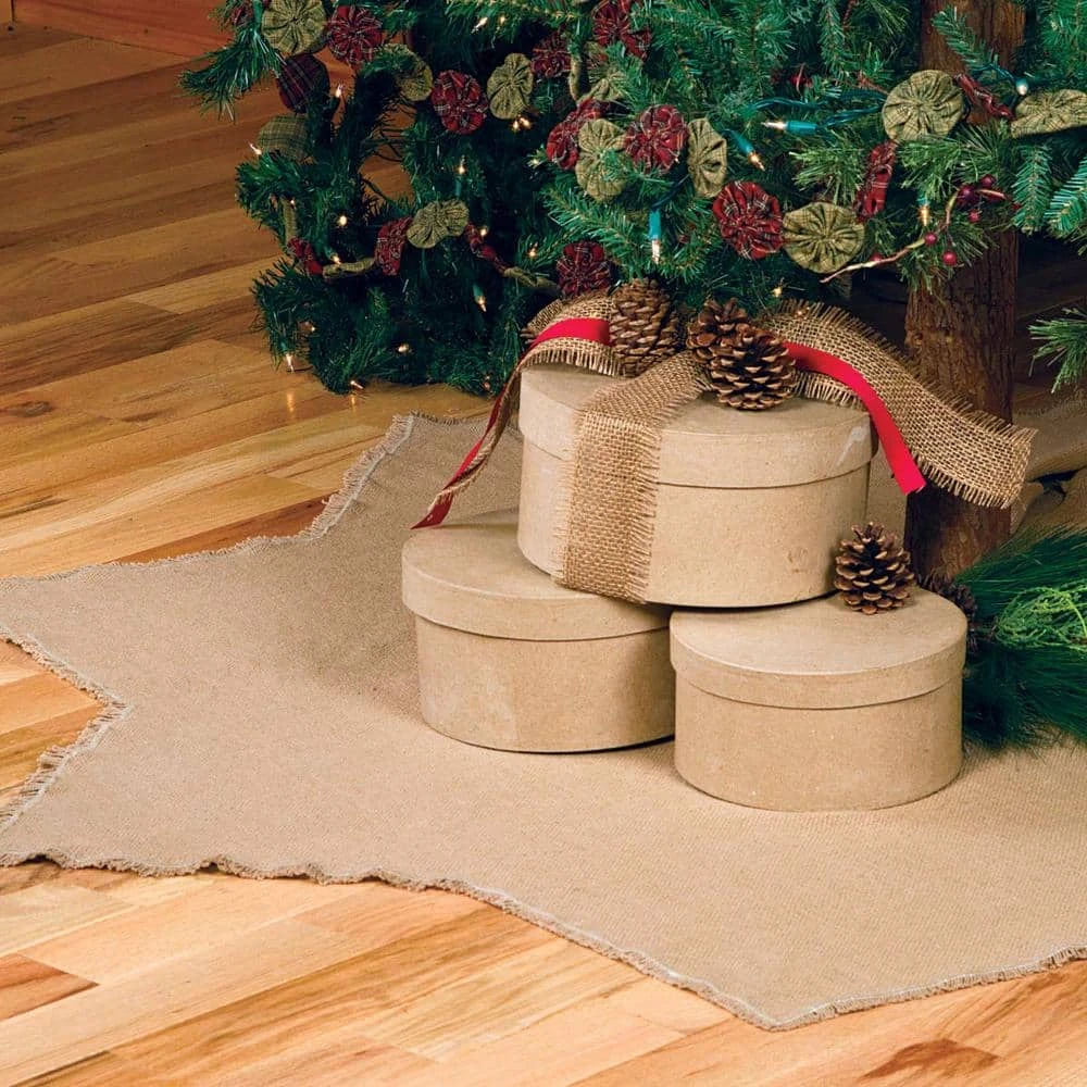 48 In. Burlap Natural Tan Farmhouse Christmas Decor Tree Skirt 8 48 In. Burlap Natural Tan Farmhouse Christmas Decor Tree Skirt - Image 6