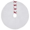 48 In. White Velvet Quilted Christmas Tree Skirt With Red Bow Ties -Christmas Decor Shop vhc brands christmas tree skirts 89903 64 1000