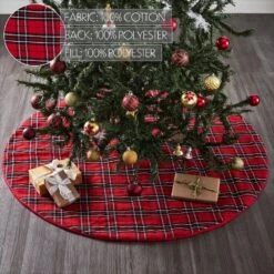 48 In. Red Tartan Plaid Polyester Christmas Tree Skirt 9 48 In. Red Tartan Plaid Polyester Christmas Tree Skirt -Christmas Decor Shop vhc brands christmas tree skirts 89907 1f 1000
