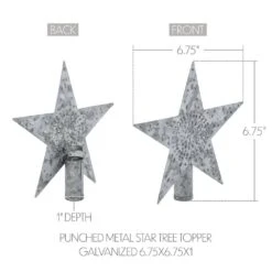 6.75 Inch Galvanized Christmas Tree Topper-Punched Metal Star Design -Christmas Decor Shop vhc brands christmas tree toppers 90054 4f 1000