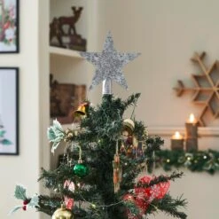 6.75 Inch Galvanized Christmas Tree Topper-Punched Metal Star Design -Christmas Decor Shop vhc brands christmas tree toppers 90054 c3 1000