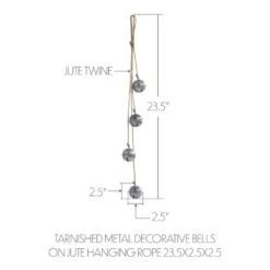 23. 5x2 In. Tarnished Metal Decorative Christmas Ornament Bells On Jute Hanging Rope -Christmas Decor Shop vhc brands single christmas ornaments 90131 4f 1000