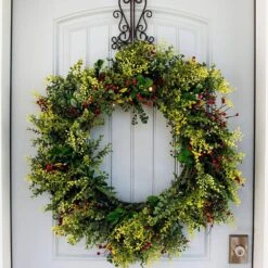 30 In. Artificial Pre-Lit LED Christmas Boxwood And Berry Wreath 8 30 In. Artificial Pre-Lit LED Christmas Boxwood And Berry Wreath -Christmas Decor Shop village lighting company christmas wreaths v 11109 4f 1000