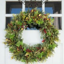 30 In. Artificial Pre-Lit LED Christmas Boxwood And Berry Wreath 7 30 In. Artificial Pre-Lit LED Christmas Boxwood And Berry Wreath -Christmas Decor Shop village lighting company christmas wreaths v 11109 c3 1000