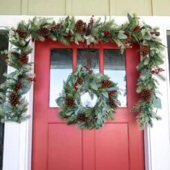 24 In. Artificial Winter Frost Wreath 7 24 In. Artificial Winter Frost Wreath -Christmas Decor Shop village lighting company christmas wreaths v 20678 4f 1000