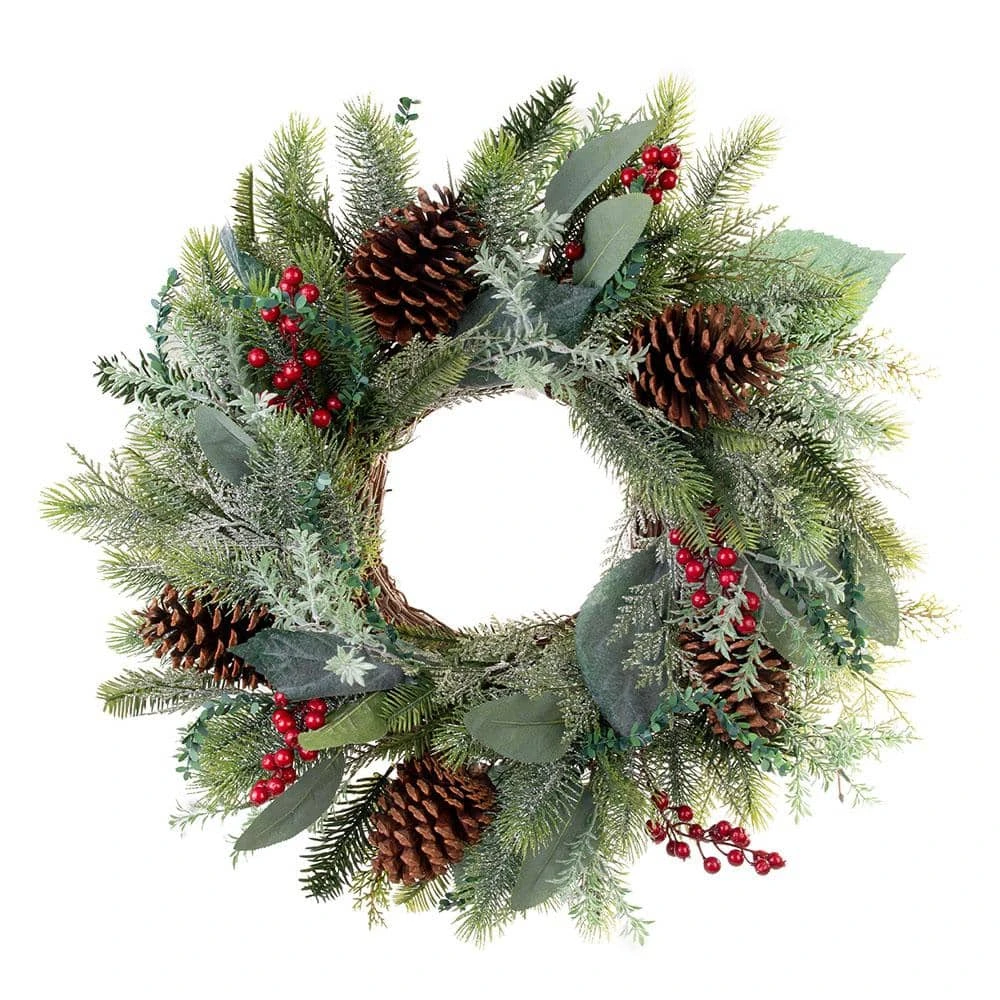 24 In. Artificial Winter Frost Wreath 3 24 In. Artificial Winter Frost Wreath