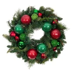 24 In. Battery Operated Pre-Lit LED Artificial Christmas Wreath With Decorative Add-Ins - Christmas Cheer