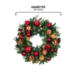 30 In. Artificial Pre-Lit LED Christmas Classic Wreath -Christmas Decor Shop village lighting company christmas wreaths v 20709 66 1000