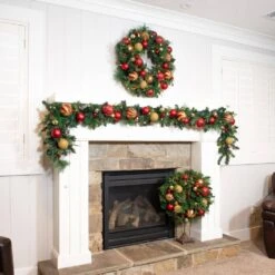 30 In. Artificial Pre-Lit LED Christmas Classic Wreath -Christmas Decor Shop village lighting company christmas wreaths v 20709 76 1000