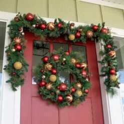 30 In. Artificial Pre-Lit LED Christmas Classic Wreath -Christmas Decor Shop village lighting company christmas wreaths v 20709 c3 1000