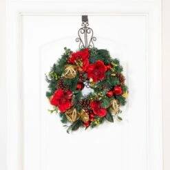 24 In. Artificial Red Magnolia Wreath -Christmas Decor Shop village lighting company christmas wreaths v 20718 1f 1000
