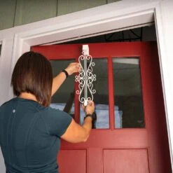 White Metal 5 In. Artificial - 19 In. Artificial Adjustable Wreath Hanger (Colonial Design) -Christmas Decor Shop village lighting company wreath hangers v 20569 wht 31 1000