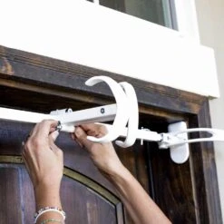 White Single Door Garland Hanger (for 34 In. Artificial - 52 In. Artificial Wide Doors) -Christmas Decor Shop village lighting company wreath hangers v 20720 wht 44 1000