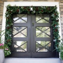 White Double Door Garland Hanger (for 52 In. Artificial - 82 In. Artificial Wide Doors) -Christmas Decor Shop village lighting company wreath hangers v 20721 wht 76 1000