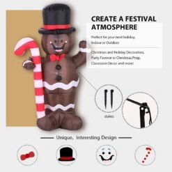 5 Ft. H LED Lighted Gingerbread Man Christmas Inflatable 15 5 Ft. H LED Lighted Gingerbread Man Christmas Inflatable -Christmas Decor Shop vivohome christmas inflatables x002460eap 76 1000
