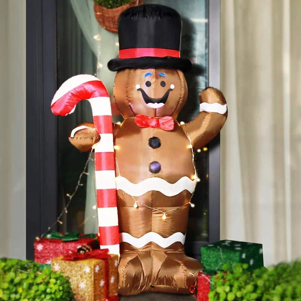 5 Ft. H LED Lighted Gingerbread Man Christmas Inflatable 4 5 Ft. H LED Lighted Gingerbread Man Christmas Inflatable - Image 2