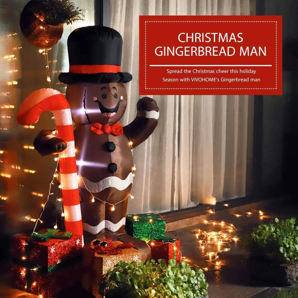 5 Ft. H LED Lighted Gingerbread Man Christmas Inflatable 8 5 Ft. H LED Lighted Gingerbread Man Christmas Inflatable - Image 6