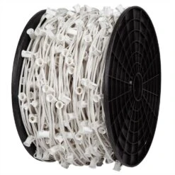 1,000 Ft. C7/E12 Christmas Light Socket Stringer Spool With 12 In. Spacing, White Wire