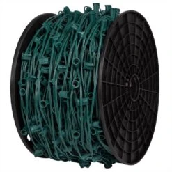 1,000 Ft. C9/E17 Christmas Light Socket Stringer Spool With 12 In. Spacing, Green Wire