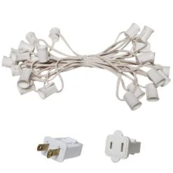 25 Ft. C9/E17 White Wire Socket Stringer With 6 In. Spacing