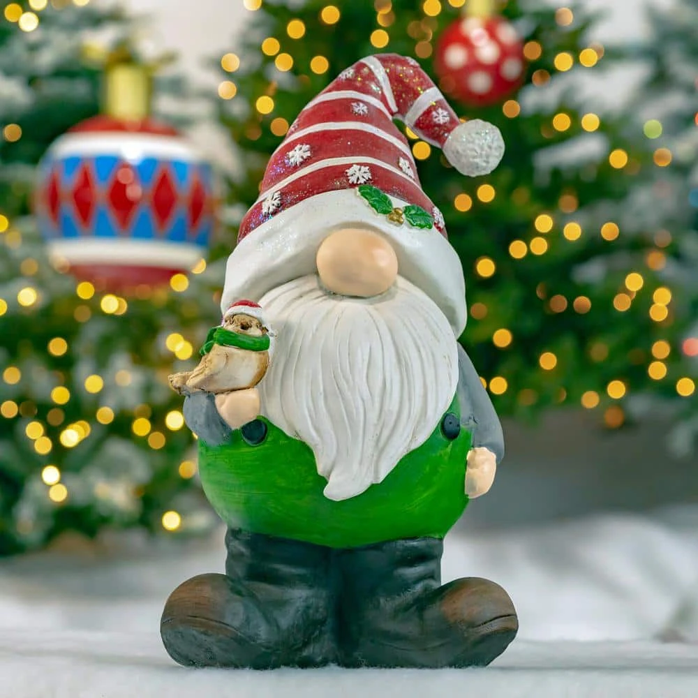 20 In. Tall Christmas Gnome Holding Bird With Red Snowflake Hat 4 20 In. Tall Christmas Gnome Holding Bird With Red Snowflake Hat - Image 2