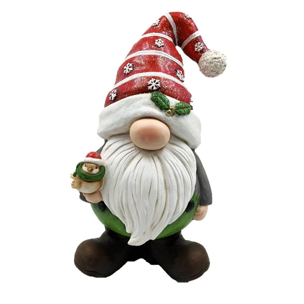 20 In. Tall Christmas Gnome Holding Bird With Red Snowflake Hat 3 20 In. Tall Christmas Gnome Holding Bird With Red Snowflake Hat
